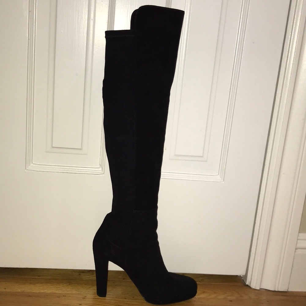 NWT Stuart Weitzman Black Suede HIGHWAY OTK Boots